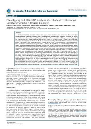 Impact of Biofield Treatment on Citrobacter braakii