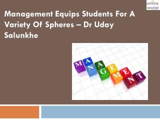 Management Equips Students For A Variety OF Spheres – Dr Uday Salunkhe