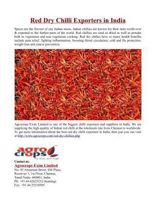Red Dry Chilli Exporters in India