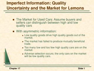 Imperfect Information: Quality Uncertainty and the Market for Lemons