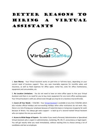 Better Reasons to Hiring a Virtual Assistants