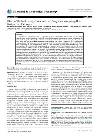 Effect of Biofield Energy Treatment on Streptococcus group B: A Postpartum Pathogen