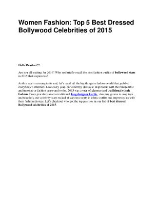 Women Fashion: Top 5 Best Dressed Bollywood Celebrities of 2015