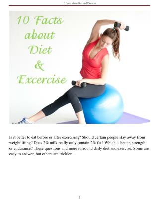 10 Facts about Diet and Exercise