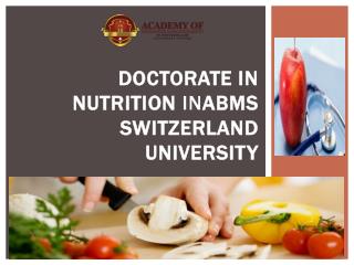 Doctorate in Nutrition INABMS SWITZERLAND UNIVERSITY