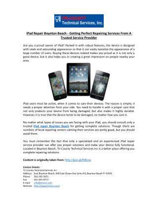 iPad Repair Boynton Beach - Getting Perfect Repairing Services From A Trusted Service Provider   