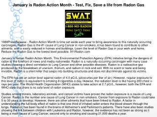 January is Radon Action Month - Test, Fix, Save a life from Radon Gas