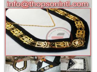 Masonic Past Master Chain Collar on Navy Velvet