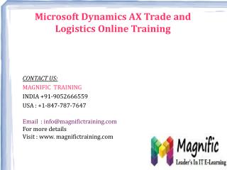 Microsoft Dynamics AX Trade and Logistics Online Training in Canada,Dubai