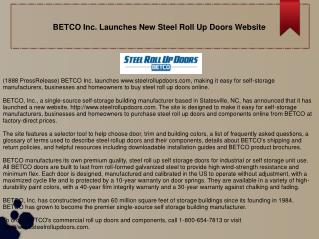 BETCO Inc. Launches New Steel Roll Up Doors Website