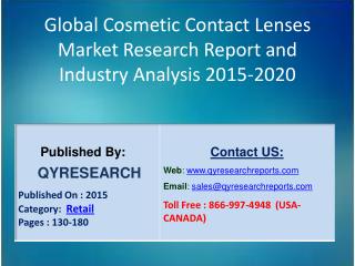 Global Cosmetic Contact Lenses Market 2015 Industry Outlook, Research, Insights, Shares, Growth, Analysis and Developmen