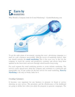 E-mail Marketing Company in(9899756694) Noida India-EarnbyMarketing.com