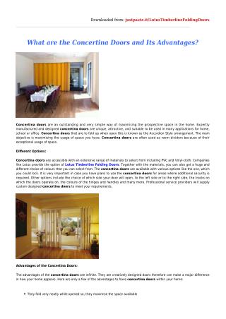What are the Concertina Doors and Its Advantages?
