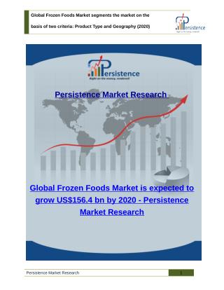 Global Frozen Foods Market : Size, Share, Trend, Analysis to 2020