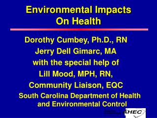 Environmental Impacts On Health