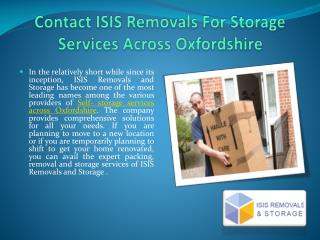 Contact ISIS Removals For Storage Services Across Oxfordshire