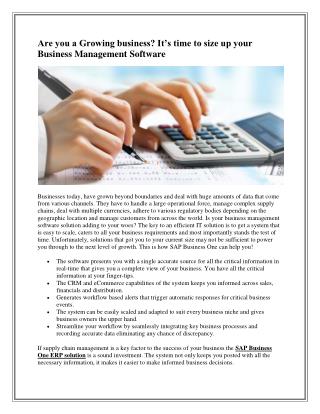 Are You a Growing business? It’s time to size up your Business Management Software