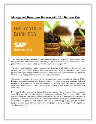 Manage and Grow your Business with SAP Business One