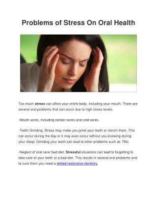 Problems of Stress On Oral Health