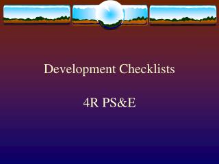 Development Checklists