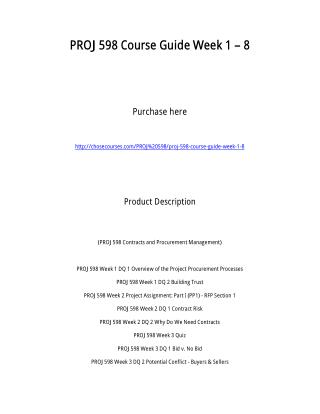 PROJ 598 Course Guide Week 1 – 8