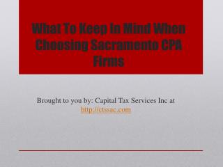 What To Keep In Mind When Choosing Sacramento CPA Firms