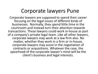 Corporate lawyers Pune