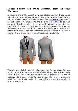 The Italian Blazer And SportCoat For Men