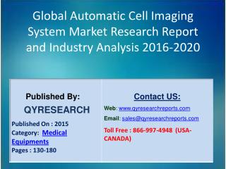 Global Automatic Cell Imaging System Market 2016 Industry Research, Analysis, Study, Insights, Outlook, Forecasts and Gr