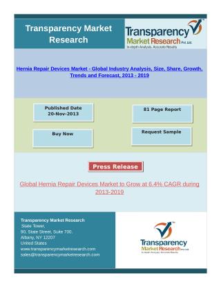 Hernia Repair Devices Market - Global Industry Analysis, Trends and Forecast, 2013 - 2019