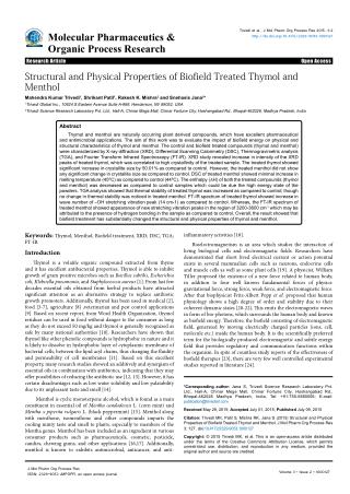 Biofield Impact on Structural Properties of Thymol