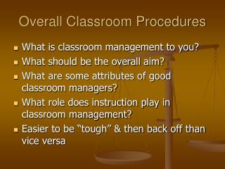 Overall Classroom Procedures