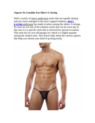 Aspects To Consider For Men’s G-String