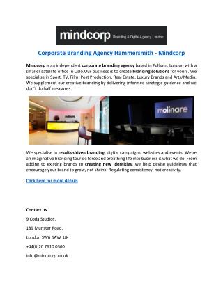 Corporate Branding Agency Hammersmith - Mindcorp