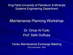 King Fahd University of Petroleum Minerals Systems Engineering Department