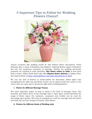 5 Important Tips to Follow for Wedding Flowers Choice!!