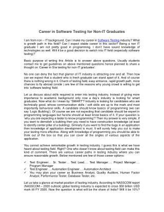 Career in Software Testing for Non-IT Graduates