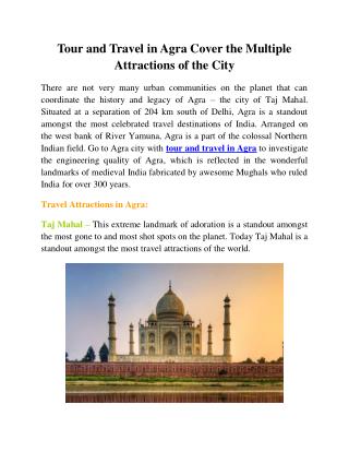 Tour and Travel in Agra Cover The Multiple Attractions of The City