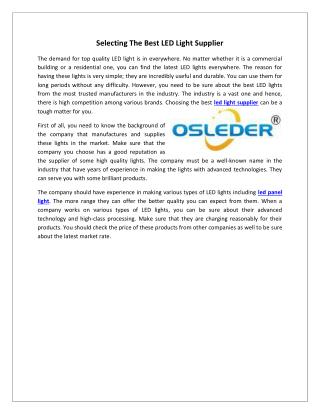 Selecting The Best LED Light Supplier