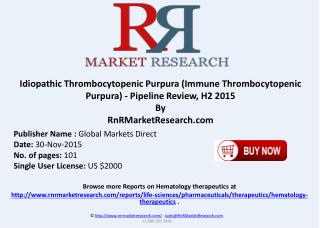 Idiopathic Thrombocytopenic Purpura (Immune Thrombocytopenic Purpura) Pipeline Review H2 2015
