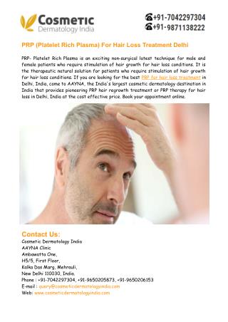 PRP- Platelet Rich Plasma For Hair Loss Treatment Delhi