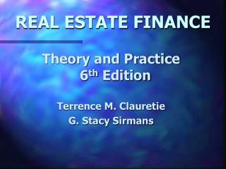 REAL ESTATE FINANCE