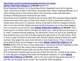 BROAD TARGETING FORMULA 2.0 REVIEW