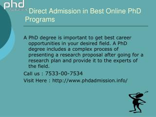 Phd admission distance education: 91- 7533-00-7534