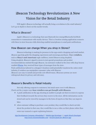 iBeacon Technology Revolutionizes A New Vision for the Retail Industry