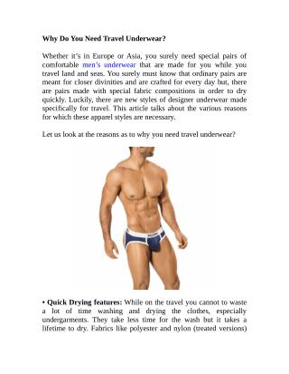 Why Do You Need Travel Underwear?