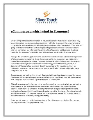 eCommerce a whirl wind in Economy!