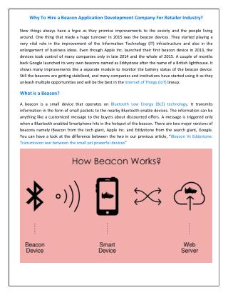 Why to hire a beacon application development company for retailer industry?