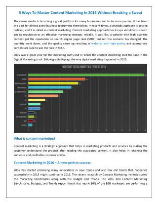 5 Ways To Master Content Marketing In 2016 Without Breaking a Sweat