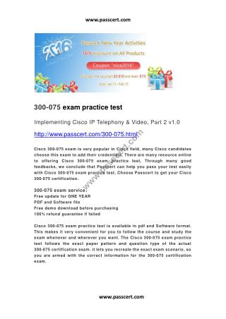 Cisco 300-075 exam practice test